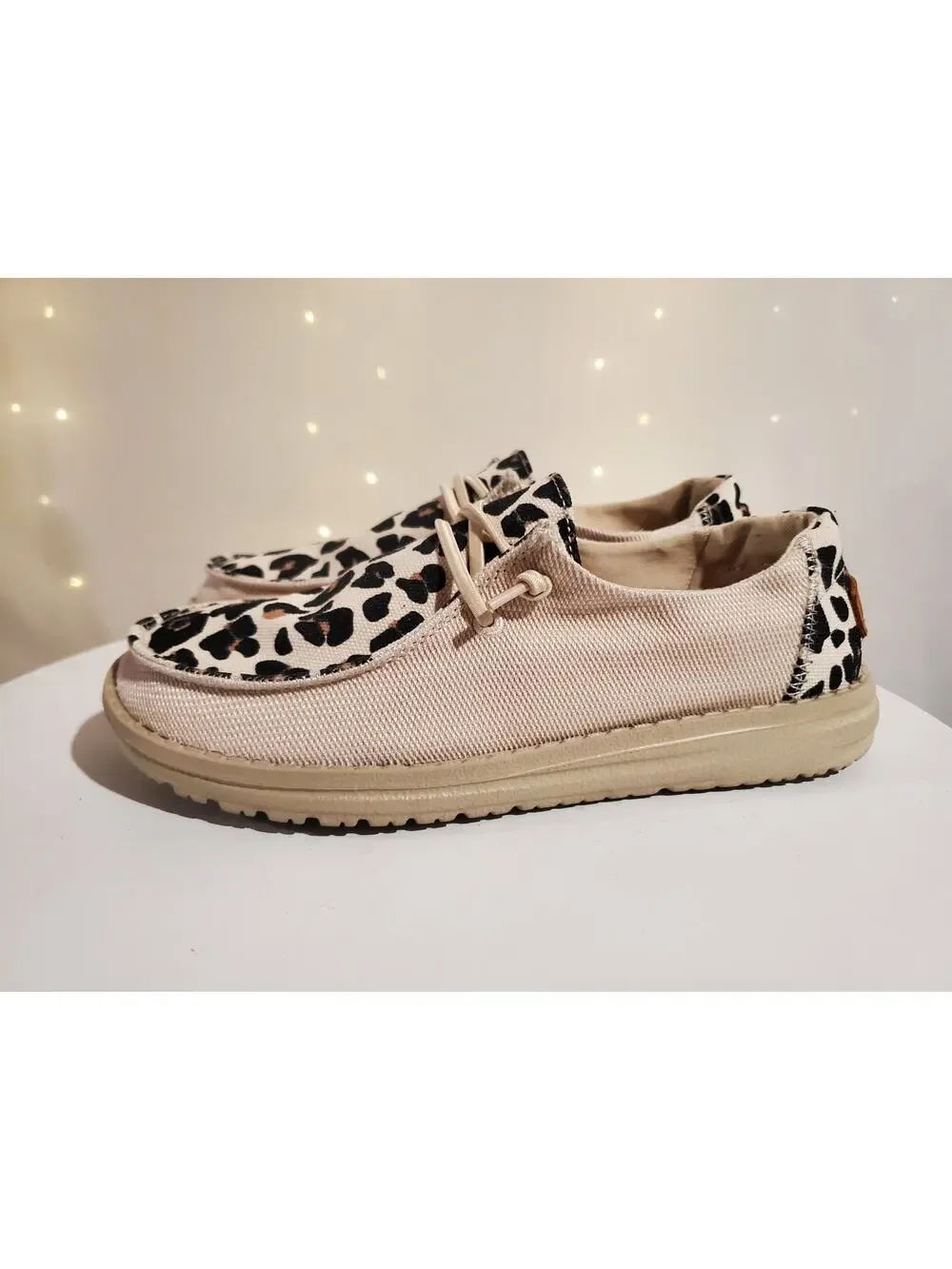 Hey Dude Wendy Funk Leo Safari Lace Up Slip On Canvas Comfort Shoes Womens 6 - Picture 1 of 10